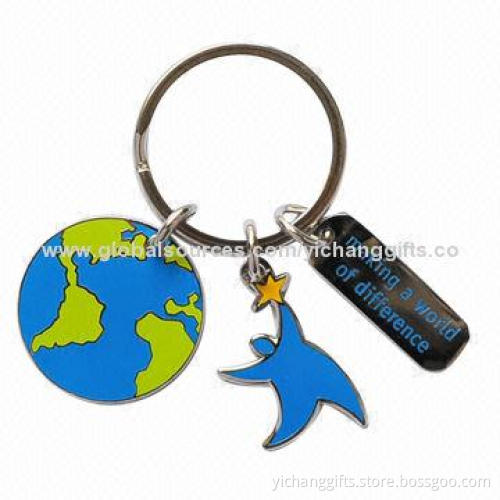 Keyrings, Soft Enamel, Gold plating or Silver Plating, for World Earth Day, Various Attachment